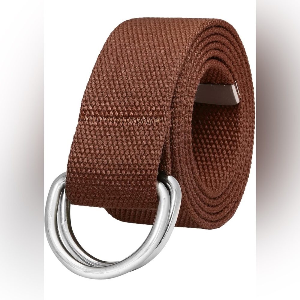 Falari Canvas Web Belt Metal Double D Ring Buckle for Men